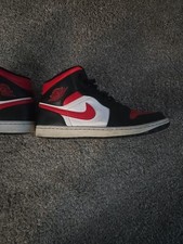Jordan Air Jordan 1 Mid Bred Toe Black Red White 554724-079 Men's Sneaker 2022