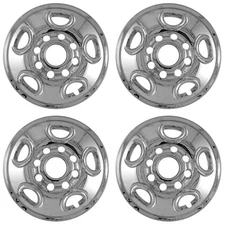 4 CHROME 16" 8 Lug Wheel Skins hubcaps Simulators Center Covers for Express Van