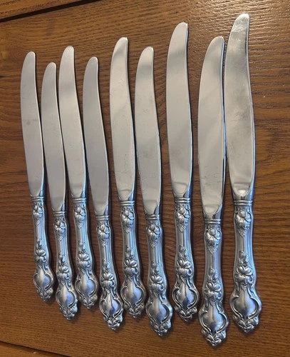 Wallace & Sons Sterling Silver Dinner Knives Violet Pattern - 9 Knives
