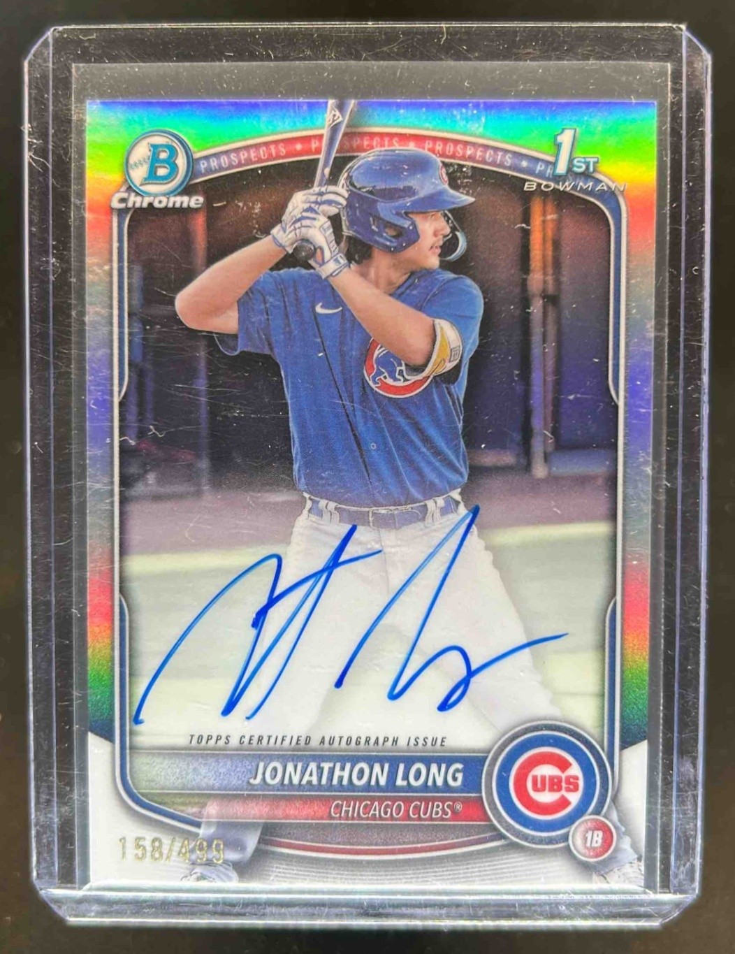 2025 Bowman Jonathon Long Chrome Auto Refractor 1st Prospect #158/499 Cubs
