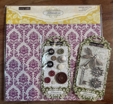 Teresa Collins, Fabrications, 4-Ring Canvas Cover Binder with Trinkets  Buttons