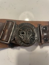 Vintage Boy Scout Official Leather  Metal Belt With Buckle Clip Links