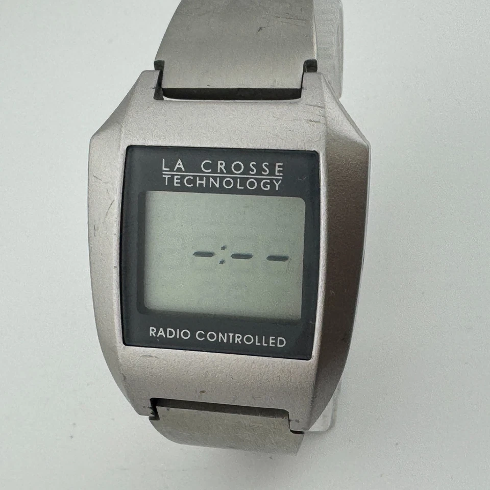 Reloj de Cuarzo LA Crosse WWVB Hombres Plateado Radiocontrolado Día Fecha Batería Nueva 7" Foto 2 de 4