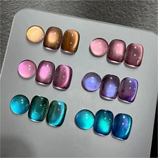 Glitter Cat Eye Gel Nail Polish Set with Magnet Colorful Galaxy for Holographic 