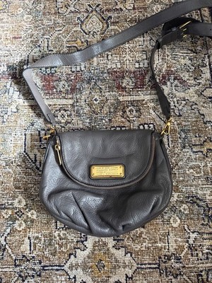 Marc by Marc Jacobs Classic Q Natasha Soft Leather Crossbody Bag Taupe Gray Flap