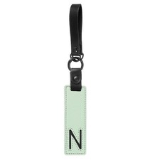 Initial Letter Keychain, PU Leather Alphabet Keychain, Pale Green Letter N 