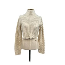 Other Stories Cable Knit Sweater Cropped Wool Blend Cream Ivory Size Small