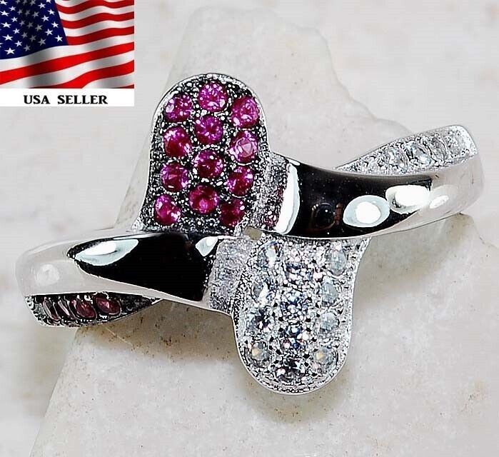 1CT Heat Treated Rubellite Tourmaline 925 Solid Sterling Silver Ring Sz 8 U1-6