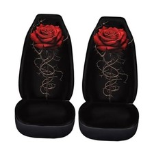 Car Seat Cover Full Set 2 Pcs Stretchy Driver Seat Covers Womens Car Red Rose