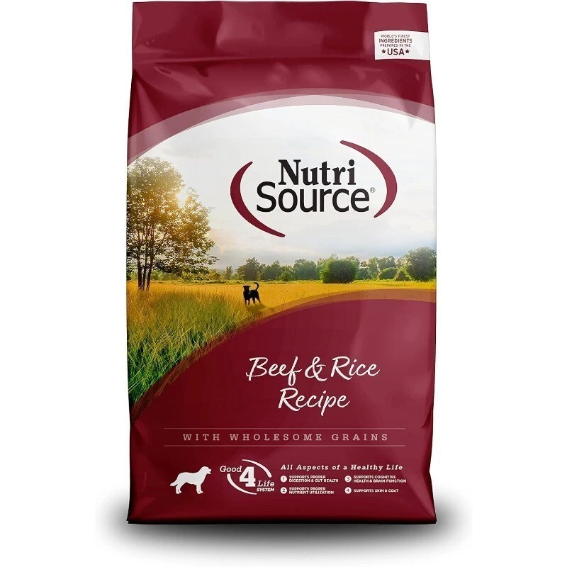 Dry Dog Food Beef and Rice Support Healthy Gut Grain Inclusive Formulas New