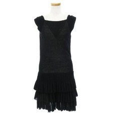 Chanel Dress Linen Nylon Black Size 34 P47975 Women's