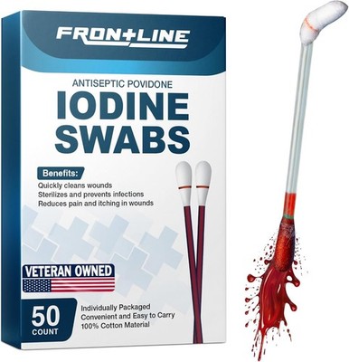 Povidone Iodine Swab Sticks for Wound Care First Aid Antiseptic Wound Cleaner