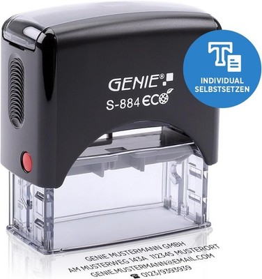 GENIE S884 Stempel Set selbersetzen selbst setzen Firmenstempel Stempelkissen
