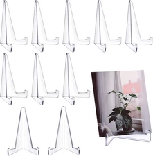 Bucherry 10 Packs Mini Easel Display Stand Acrylic Small Plastic Easel Holder Ac