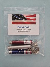 Patriot Pack - Cat Toy Laser Teaser Cats - quantity 3 pc Red/ Silver/ Blue