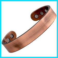 Pure Copper Plain Magnetic Heavyweight Cuff Bracelet for Men, with 8 Magnets ...
