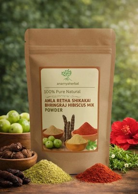 Amla, Reetha, Shikakai, Bhringraj and Hibiscus Combo  Powder for Hair Growth