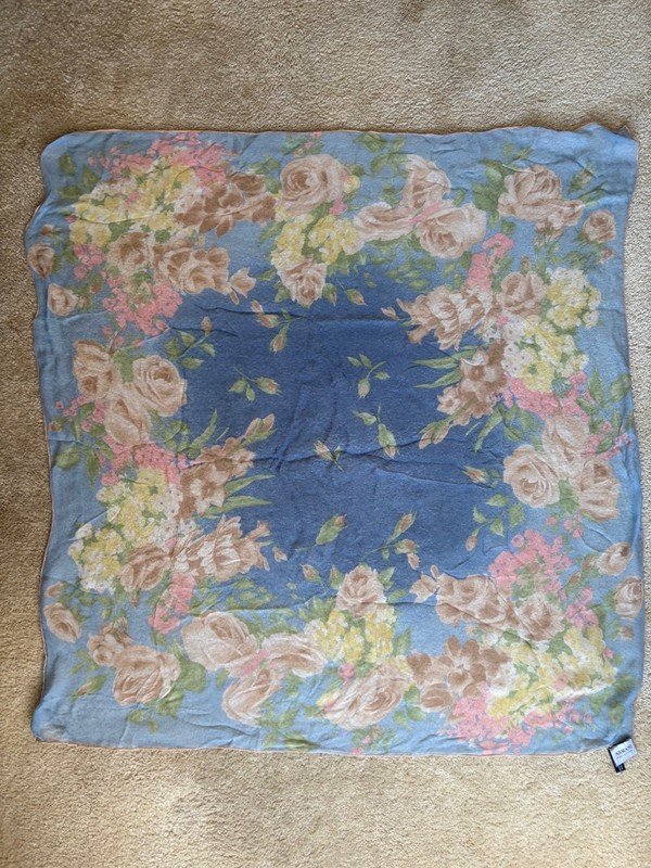 Giorgio Armani Pastel floral Watercolor Scarf 100% Silk 32" x 36" Light As Air