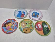Lot 5 Plastic Melamine Kid Plate Dora/Veggie Tales/Scooby Doo/Sesame Street/Pooh