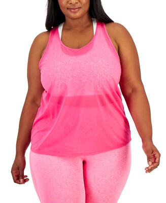 NWT ID Ideology Womens Plus Ultra-Light Sheer Racerback Tank Sz 1X-4X $40 FFF295