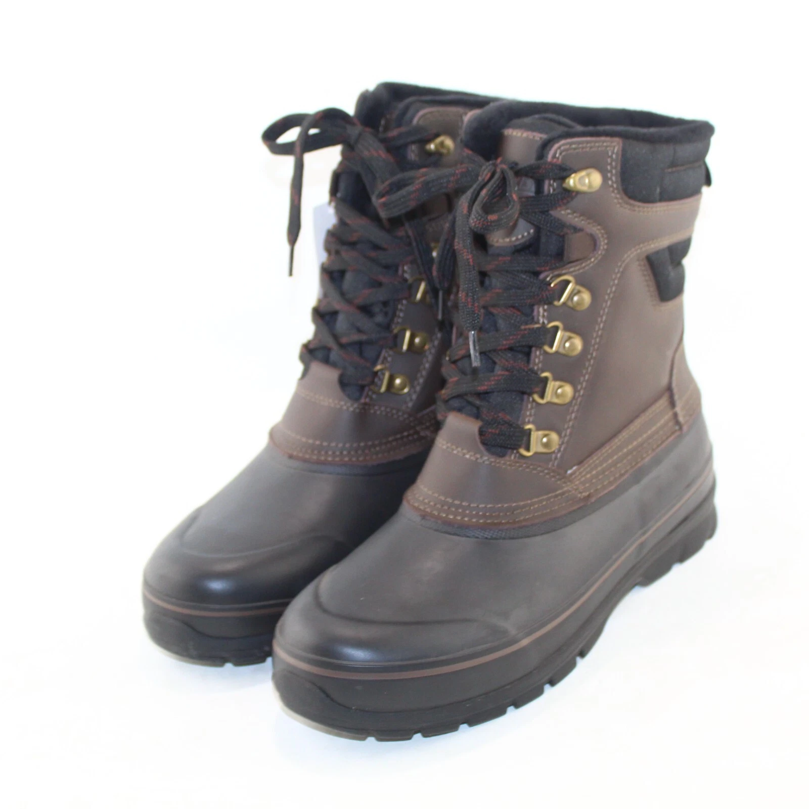 KHOMBU mens lace up winter boots Multi shoe sizes brown leather/rubber upper NEW