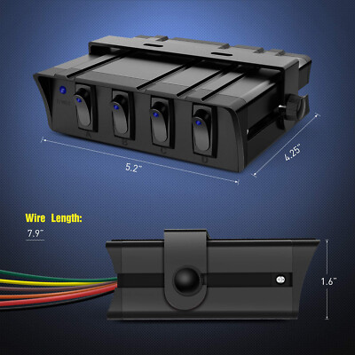 Blue 4 Gang Rocker Switch Panel Controller Box 12V-24V For Truck Jeep Boat RV