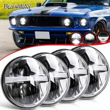 Fit Ford Mustang 1969 5.75 5-34 Led Headlight Hilo Sealed Beam Projector 4pcs
