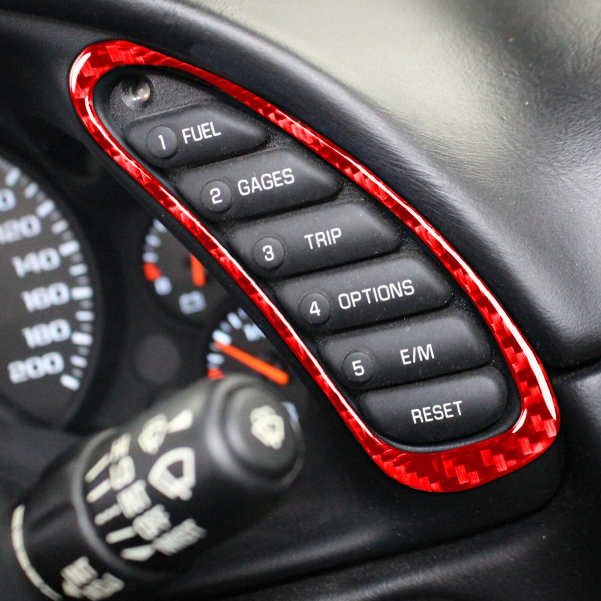 18pc Red Carbon Fiber Interior Trim Kit For Chevy Corvette C5 1998-2004 – Self-Adhesive Covers