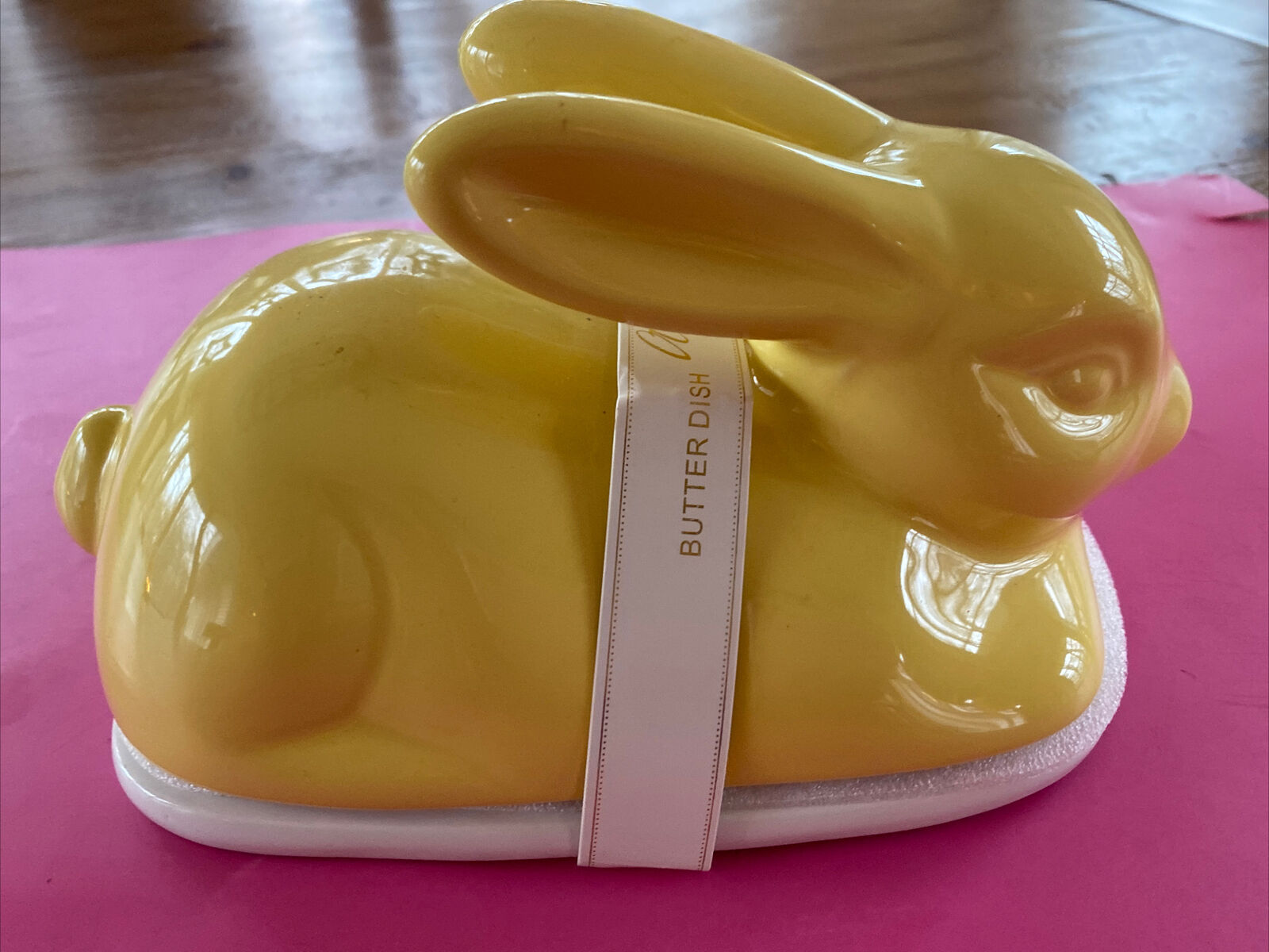Easter Bunny Butter  Dish Yellow Covered Dish New