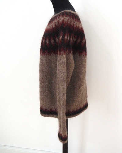 Damen Island Norweger Zopf Strick Pullover Grösse L Schurwolle Handarbeit N024 - Bild 2 von 3