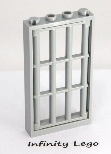 4 LEGO Light Grey Window / Door Frame 1x4x6 & Light Grey Jail Bars 60596 92589 - Picture 2 of 2