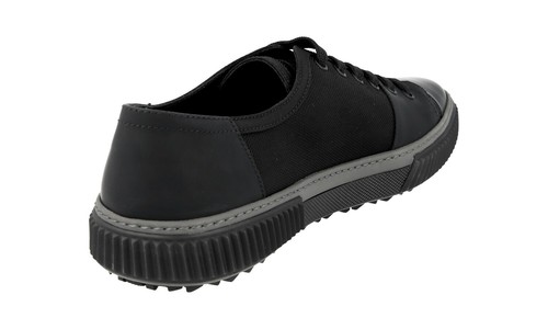 PRADA STRATUS SNEAKERS SHOES 4E3058 BLACK GREY LEATHER NYLON NEW US 10.5 EU 43,5 - Picture 5 of 11