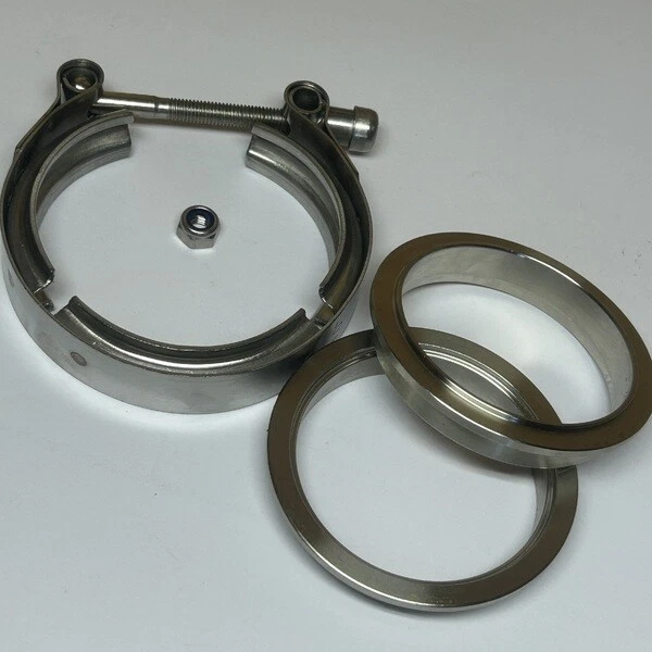 Abrazadera de acero inoxidable con banda en V de 3,0" 82 mm + collares Foto 4 de 4