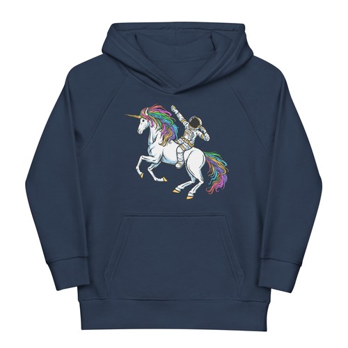 astronaut riding unicorn | girl's eco hoodie - Picture 7 of 21