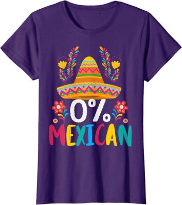 Funny Cinco De Mayo 0% Mexican Fiesta Sombrero Ladies' Crewneck T-Shirt