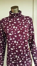 New Women Christmas Turtleneck Top~Penguins And Snowflakes Print