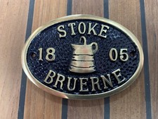 Stoke Bruerne 1805 Brass Plate Sign Boat Narrowboat River Safety Traditional