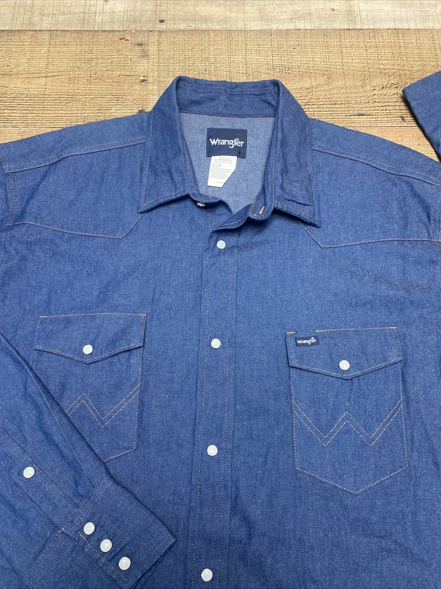 Men's wrangler hotsell denim work shirts