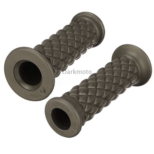 Motorcycle Rubber Hand Grips 1" 7/8" Handlebar Grip Vintage Diamond Pattern - Picture 8 of 18