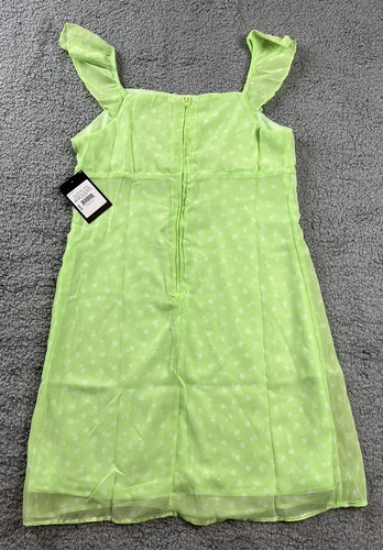 Art Class Girl's Size XXL (16-18) Ruched Bust Flutter Strap Chiffon Dress Green - Picture 2 of 10