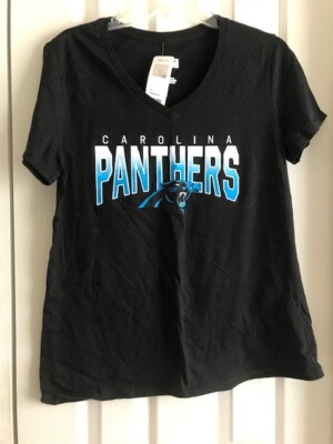NWT Carolina Panthers, Women, Black T-Shirt, L, V Neck Short