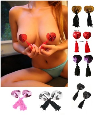 Striptease Brustwarzenabdeckungen Burlesque Glitzer Bommel wiederverwendbar Aufkleber Quasten Herz