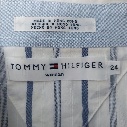 Camicia donna Tommy Hilfiger taglia 24 manica corta con bottoni colletto a righe - Foto 7 di 8