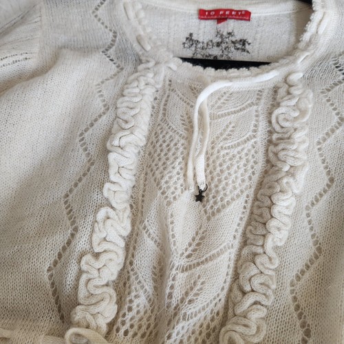 Suéter 10 Pies Amsterdam Mujer M Encaje Tejido Mohair Polimida Crema Boho Transparente - Imagen 8 de 18