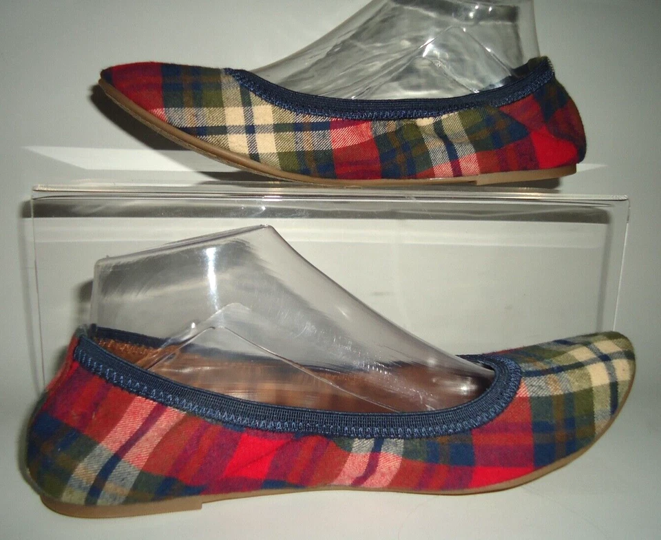 Zapatos planos a cuadros de ballet de moda descoloridos Glory de colección talla 9,5/39,5 Foto 3 de 4