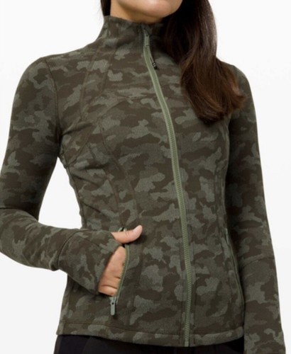 🍒LULULEMON sz 10 HERITAGE CAMO TWILL Define JACKET Dark Olive Green ~SOFT RULU! - Picture 6 of 8