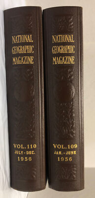 1956 THE NATIONAL GEOGRAPHIC MAGAZINE BOUND LIBRARY with MAPS