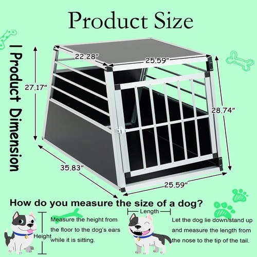 Heavy Duty Dog Crate, 35" Aluminum Pet Trapezoid Transport Box for Dogs and Cat - Picture 3 of 7