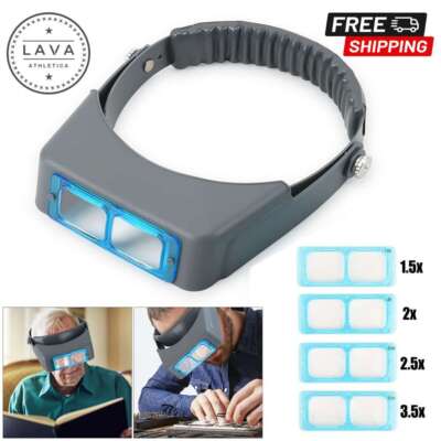 Headband Magnifier Head Magnifying Visor Glasses Jewelry Watch Repair w/ 4 Lens