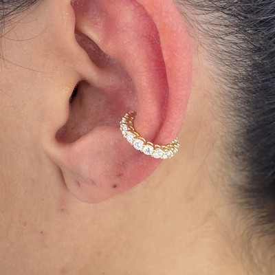 Round Lab-Created Diamond Cuff Earring 0.59ct E-F VVS 14K Yellow Gold